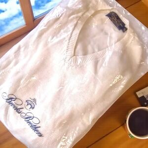 Brooks Brothers Men's Sweater XL – 100% Cotton – Made in USA – V-Neck Pullover –